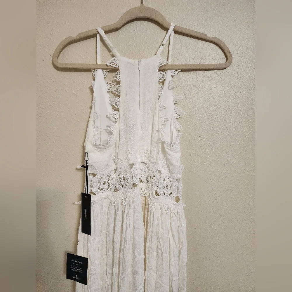 Lulus This is Love White Lace Maxi Dress S Wedding Vacation Resortwear Beach - Picture 9 of 10